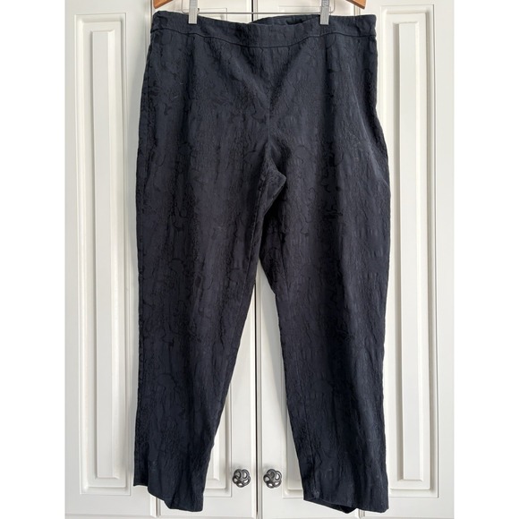 Eileen Fisher Pants - Eileen Fisher Black Printed High Waisted Cropped Cotton Pants Size XL